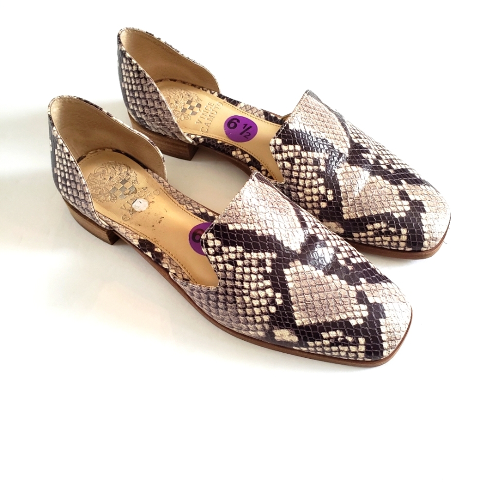 VINCE CAMUTO FLAT EXOTIC Print  Leather  Shoes Size 6.5